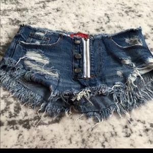 NWT Raw Waist Line Distressed Denim Shorts